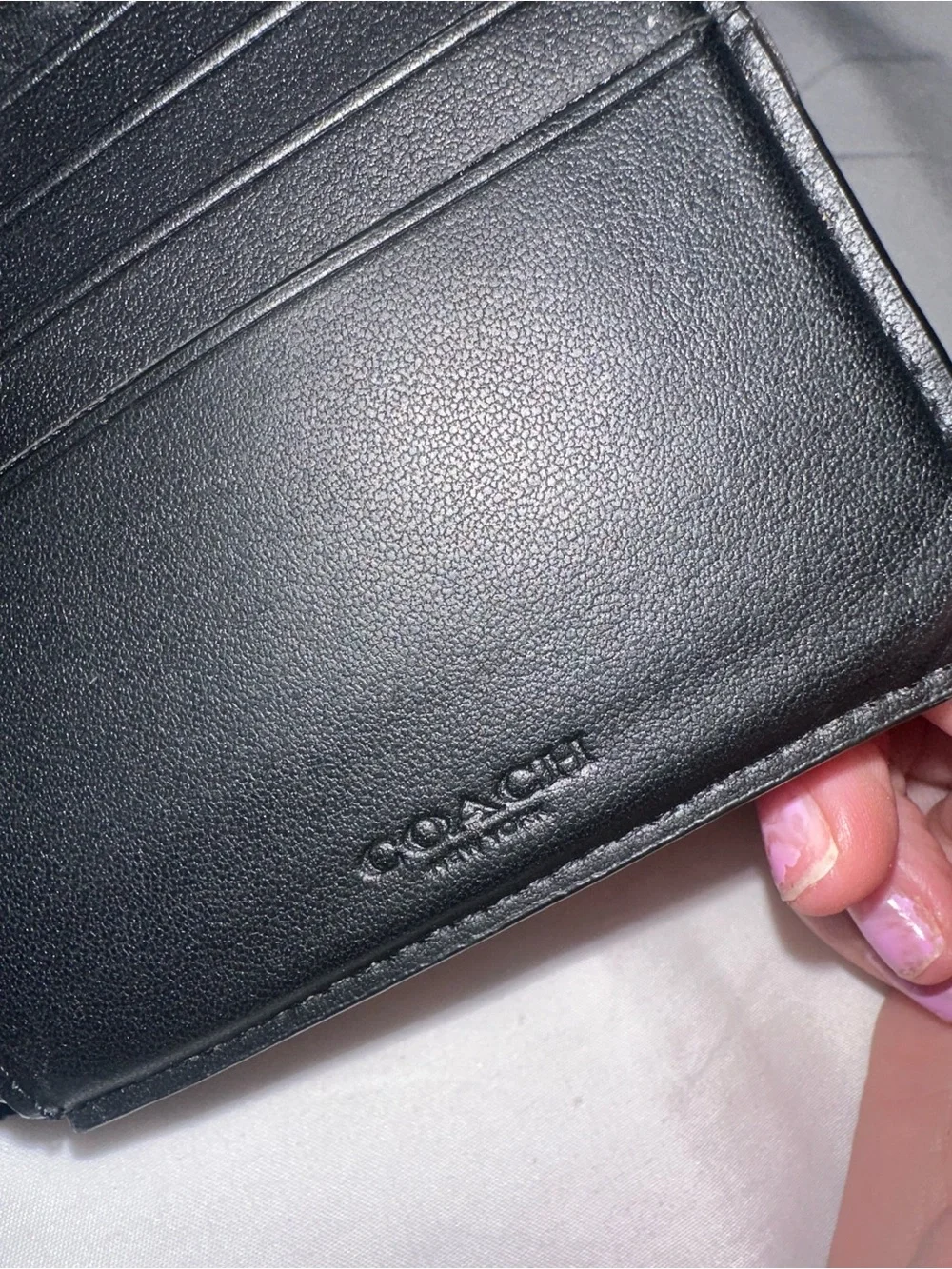 Coach Men’s Signature C Black Charcoal Bifold ID Wallet
